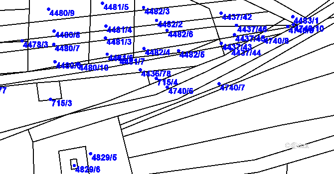 Parcela st. 4740/6 v KÚ Vracov, Katastrální mapa