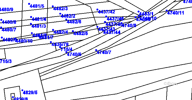 Parcela st. 4740/7 v KÚ Vracov, Katastrální mapa