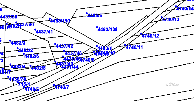 Parcela st. 4740/10 v KÚ Vracov, Katastrální mapa