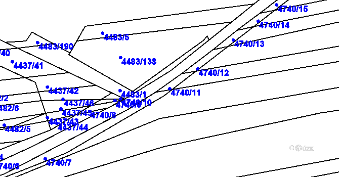 Parcela st. 4740/11 v KÚ Vracov, Katastrální mapa
