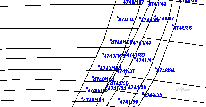 Parcela st. 4740/165 v KÚ Vracov, Katastrální mapa