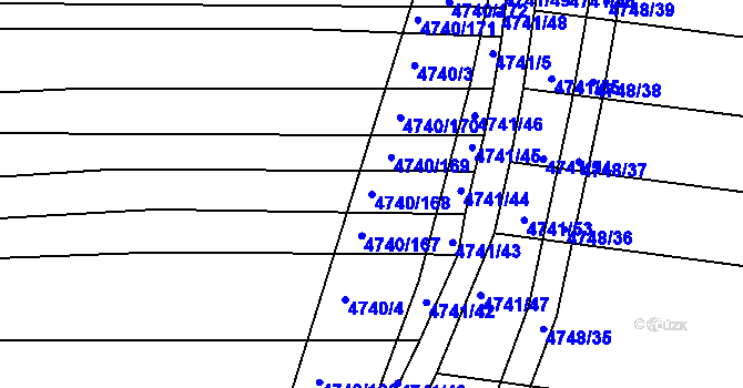 Parcela st. 4740/168 v KÚ Vracov, Katastrální mapa