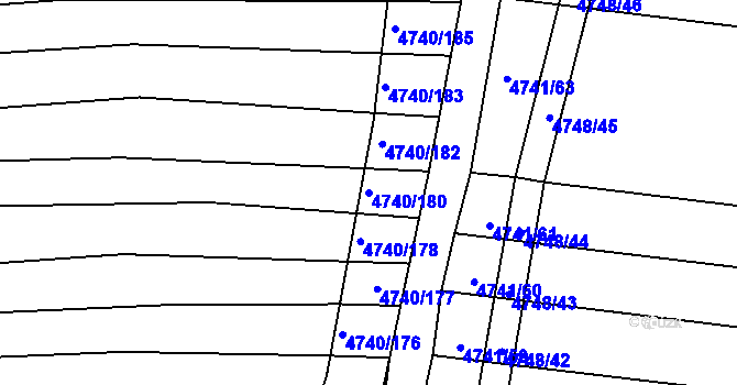 Parcela st. 4740/180 v KÚ Vracov, Katastrální mapa