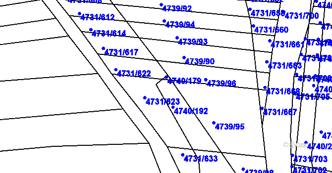 Parcela st. 4740/181 v KÚ Vracov, Katastrální mapa
