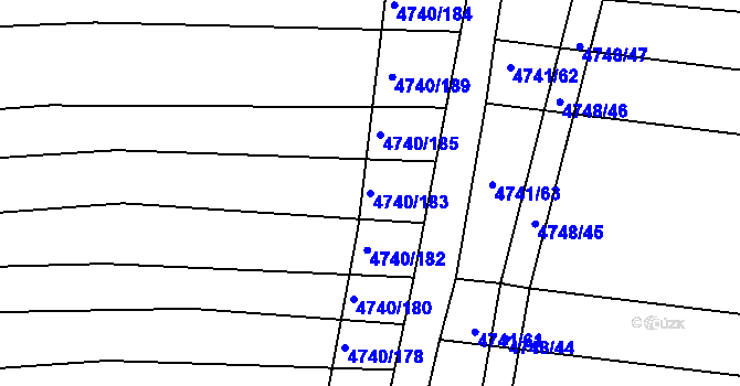 Parcela st. 4740/183 v KÚ Vracov, Katastrální mapa
