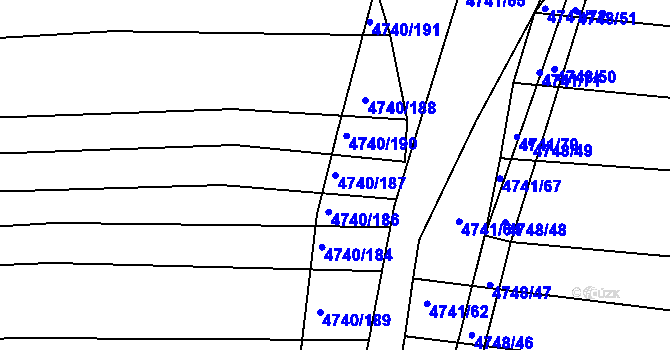 Parcela st. 4740/187 v KÚ Vracov, Katastrální mapa