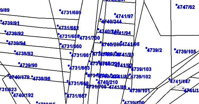 Parcela st. 4740/238 v KÚ Vracov, Katastrální mapa