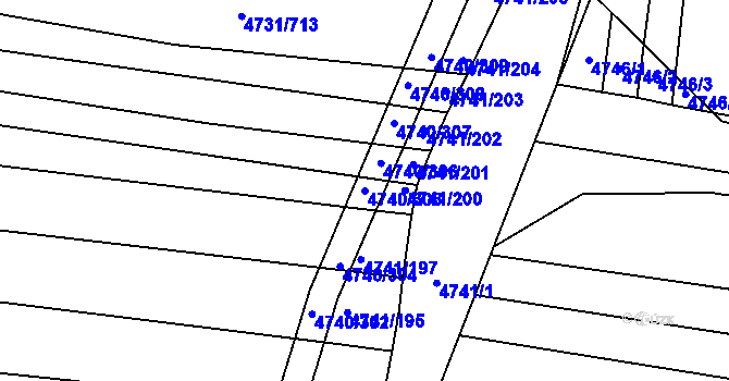 Parcela st. 4740/305 v KÚ Vracov, Katastrální mapa