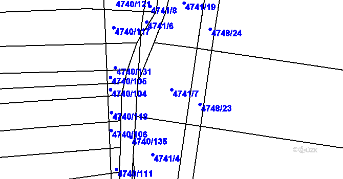 Parcela st. 4741/7 v KÚ Vracov, Katastrální mapa