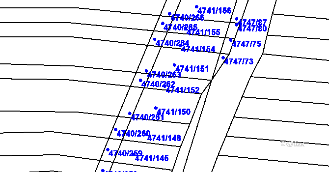 Parcela st. 4741/152 v KÚ Vracov, Katastrální mapa