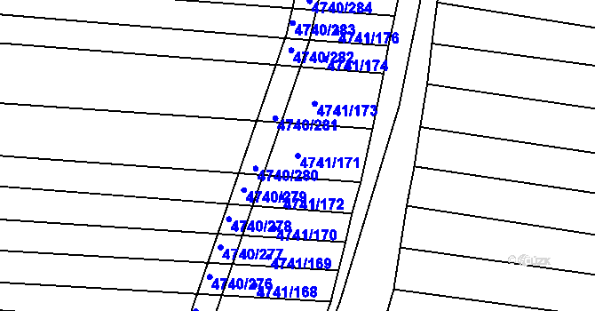 Parcela st. 4741/171 v KÚ Vracov, Katastrální mapa