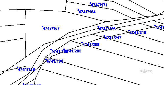 Parcela st. 4741/208 v KÚ Vracov, Katastrální mapa