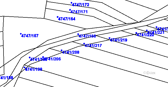 Parcela st. 4741/217 v KÚ Vracov, Katastrální mapa