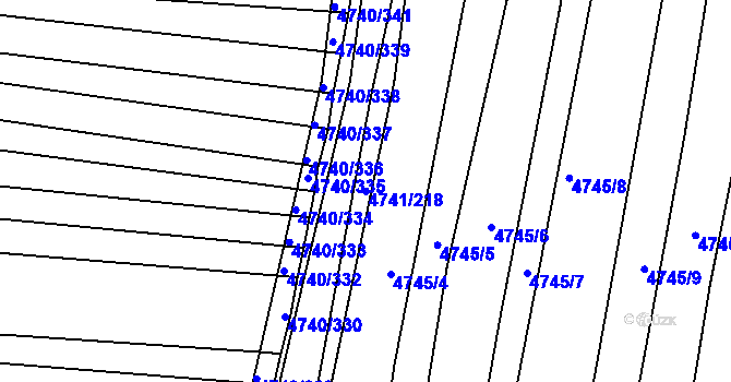 Parcela st. 4741/218 v KÚ Vracov, Katastrální mapa
