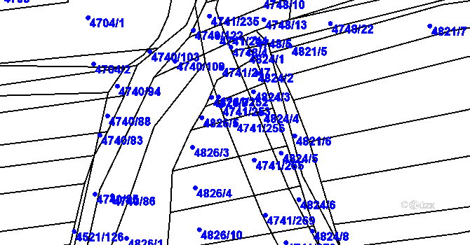 Parcela st. 4741/256 v KÚ Vracov, Katastrální mapa