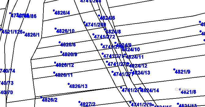 Parcela st. 4741/275 v KÚ Vracov, Katastrální mapa