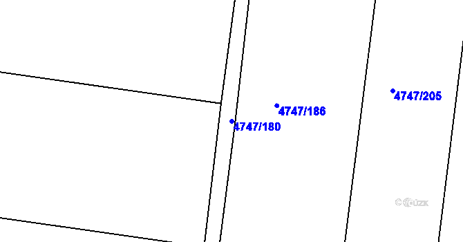 Parcela st. 4747/180 v KÚ Vracov, Katastrální mapa