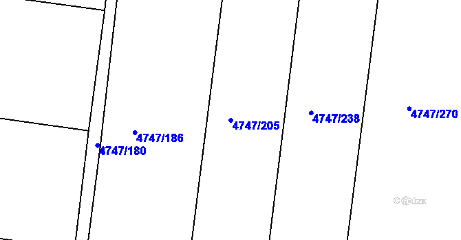 Parcela st. 4747/205 v KÚ Vracov, Katastrální mapa