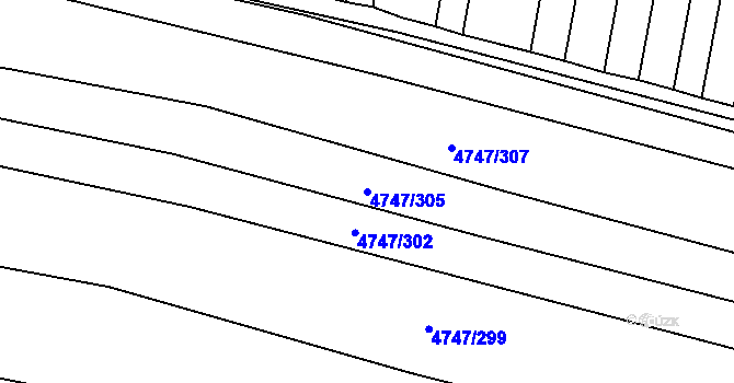 Parcela st. 4747/305 v KÚ Vracov, Katastrální mapa