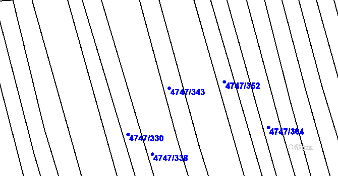 Parcela st. 4747/343 v KÚ Vracov, Katastrální mapa