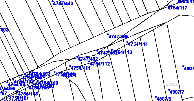 Parcela st. 4747/462 v KÚ Vracov, Katastrální mapa