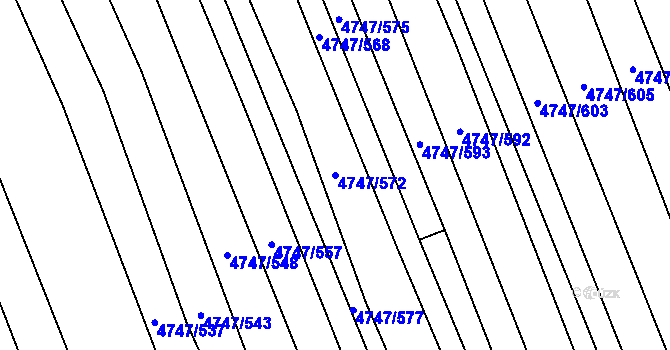 Parcela st. 4747/572 v KÚ Vracov, Katastrální mapa