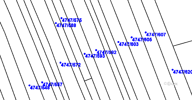 Parcela st. 4747/592 v KÚ Vracov, Katastrální mapa