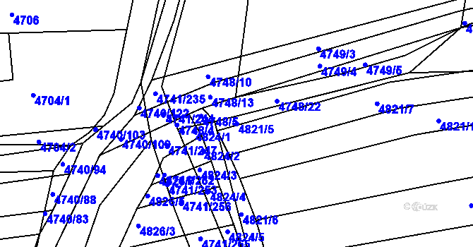 Parcela st. 4821/5 v KÚ Vracov, Katastrální mapa