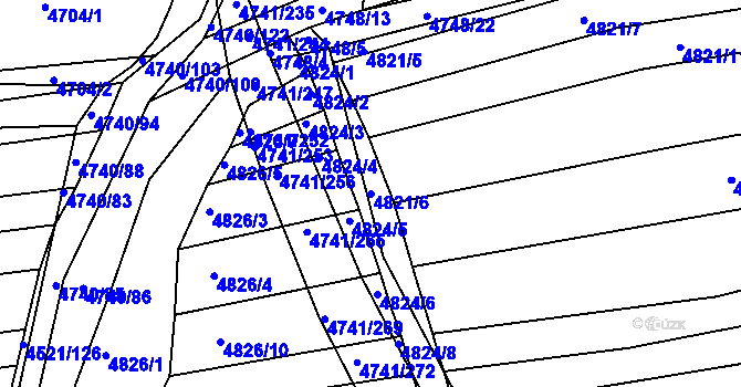 Parcela st. 4821/6 v KÚ Vracov, Katastrální mapa