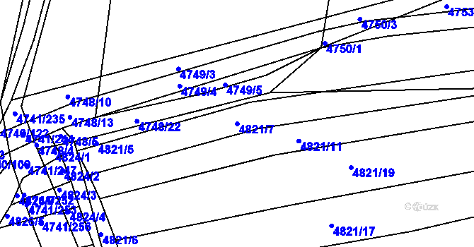 Parcela st. 4821/7 v KÚ Vracov, Katastrální mapa
