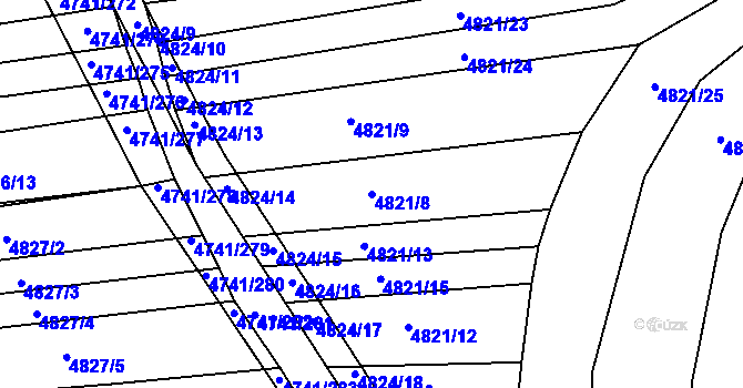 Parcela st. 4821/8 v KÚ Vracov, Katastrální mapa