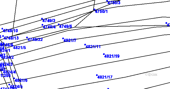 Parcela st. 4821/11 v KÚ Vracov, Katastrální mapa