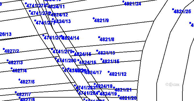 Parcela st. 4821/13 v KÚ Vracov, Katastrální mapa