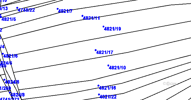 Parcela st. 4821/17 v KÚ Vracov, Katastrální mapa