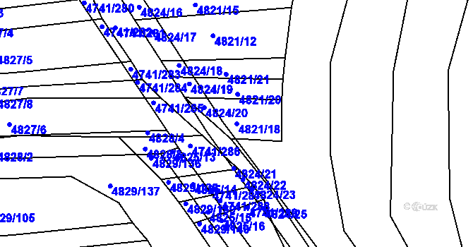 Parcela st. 4821/18 v KÚ Vracov, Katastrální mapa