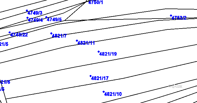 Parcela st. 4821/19 v KÚ Vracov, Katastrální mapa