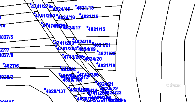 Parcela st. 4821/20 v KÚ Vracov, Katastrální mapa