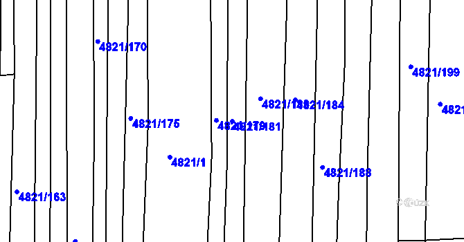 Parcela st. 4821/181 v KÚ Vracov, Katastrální mapa