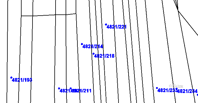 Parcela st. 4821/219 v KÚ Vracov, Katastrální mapa