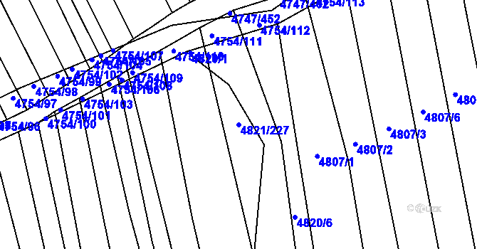 Parcela st. 4821/227 v KÚ Vracov, Katastrální mapa