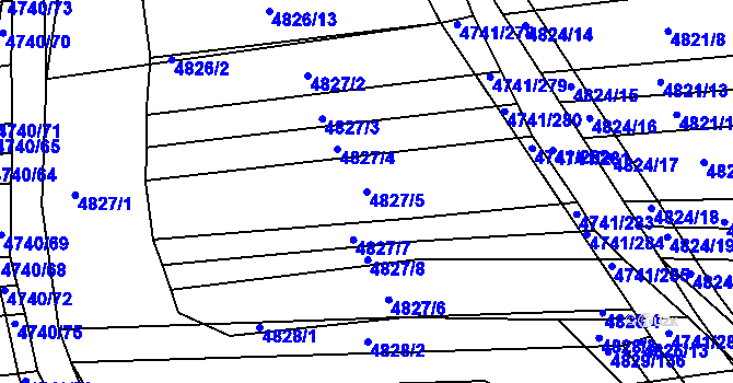 Parcela st. 4827/5 v KÚ Vracov, Katastrální mapa
