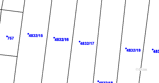 Parcela st. 4832/17 v KÚ Vracov, Katastrální mapa