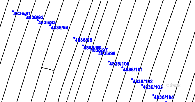 Parcela st. 4836/98 v KÚ Vracov, Katastrální mapa