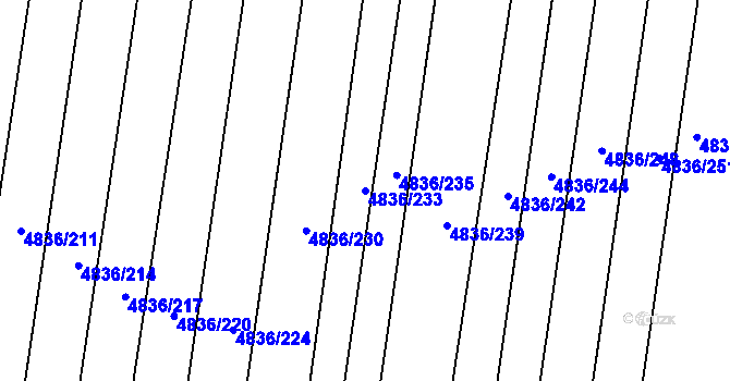 Parcela st. 4836/233 v KÚ Vracov, Katastrální mapa