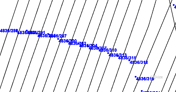 Parcela st. 4836/307 v KÚ Vracov, Katastrální mapa