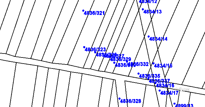 Parcela st. 4836/327 v KÚ Vracov, Katastrální mapa