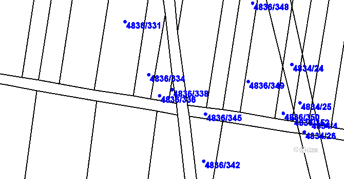 Parcela st. 4836/338 v KÚ Vracov, Katastrální mapa