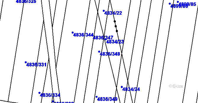 Parcela st. 4836/348 v KÚ Vracov, Katastrální mapa