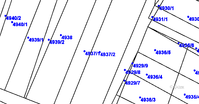 Parcela st. 4937/2 v KÚ Vracov, Katastrální mapa
