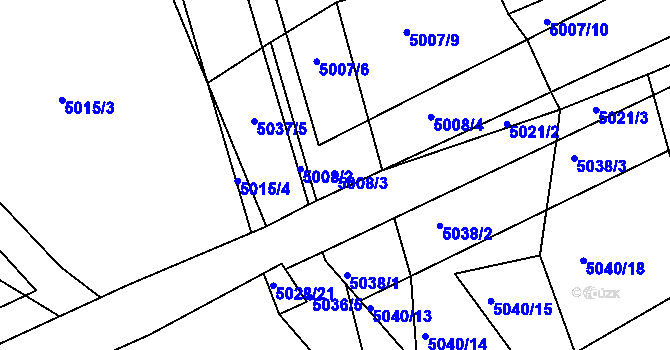 Parcela st. 5008/3 v KÚ Vracov, Katastrální mapa